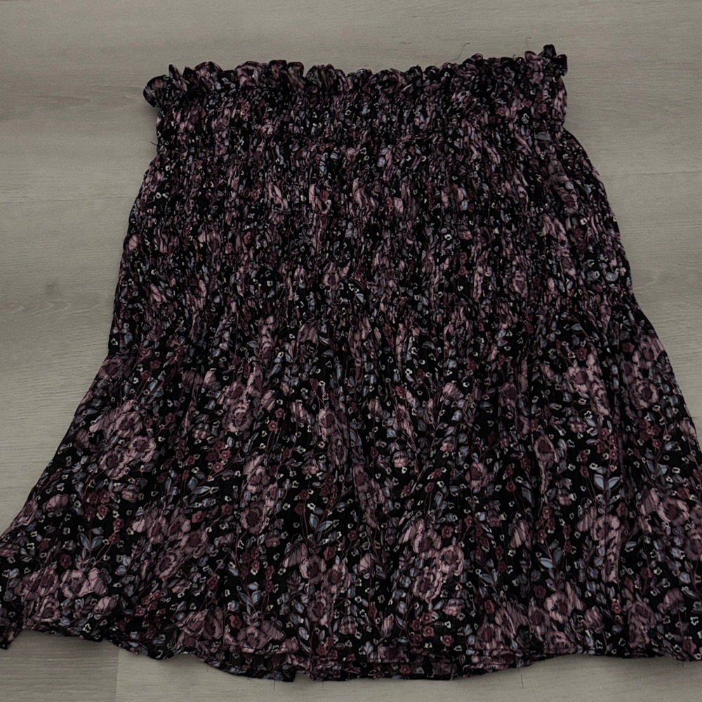 Zara Black and Purple Floral Mini Skirt